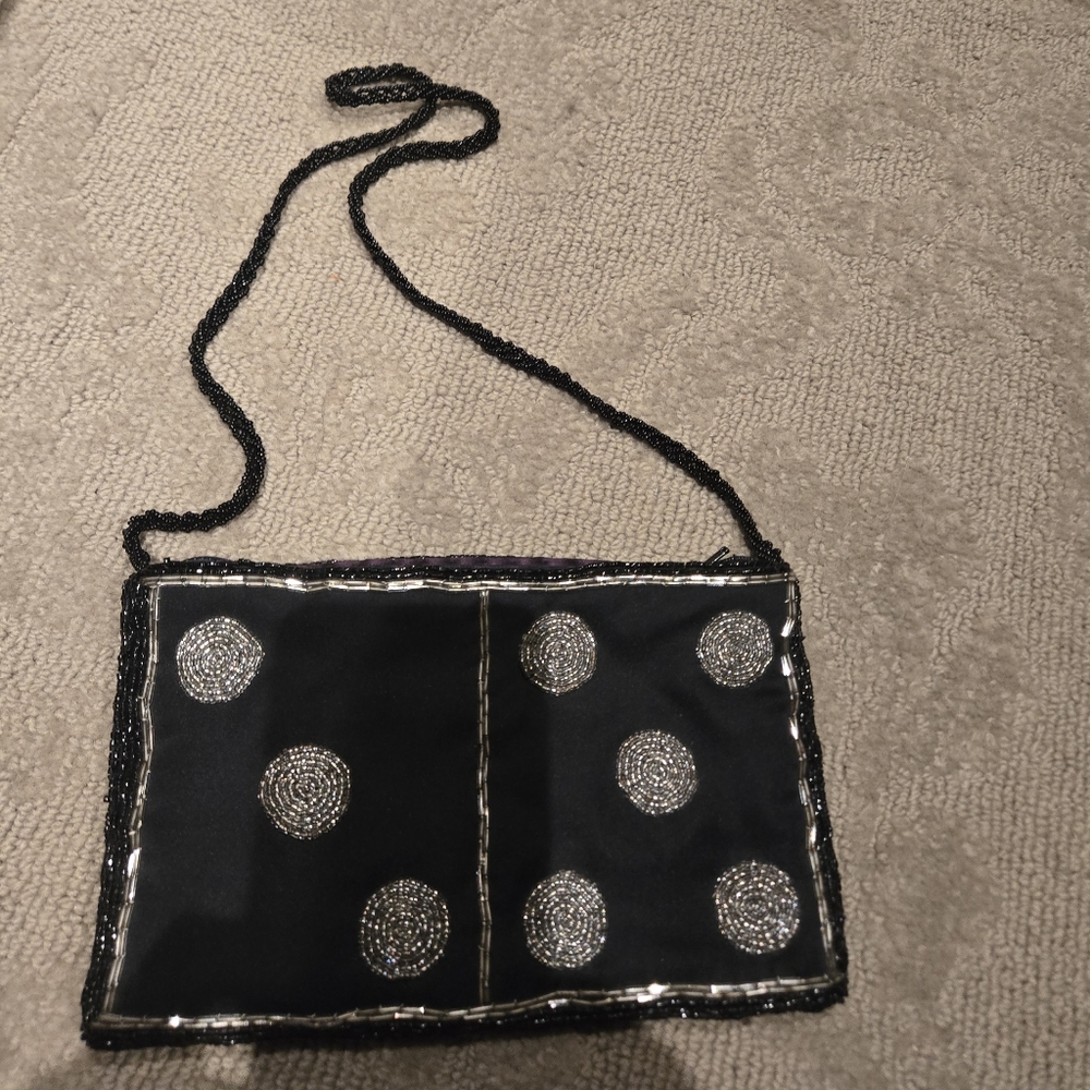 Black and Silver Dice Look Clutch